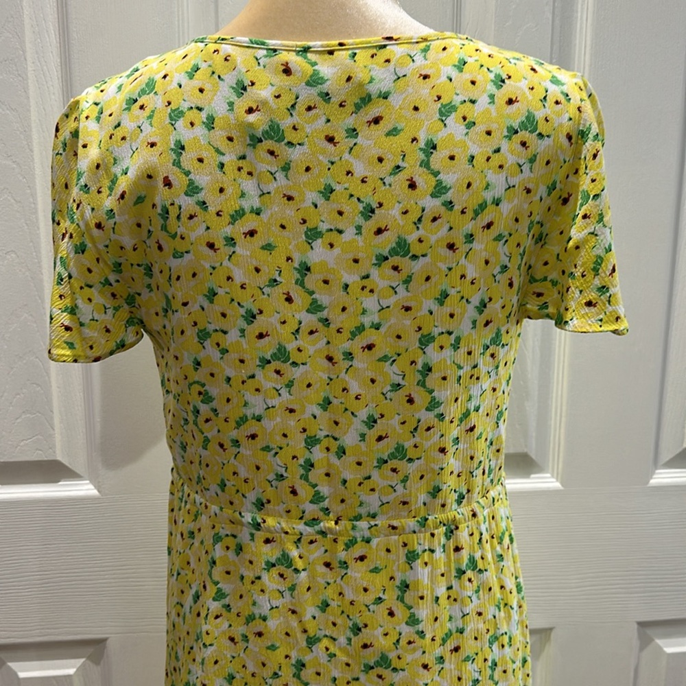 LOFT Floral Pintucked Side Tie Dress Small - Picture 9 of 14